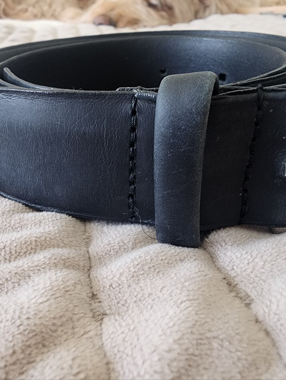 Cole Haan Black Leather Belt Silver Buckle Men Size 44 Crafted in Canada - Picture 12 of 13